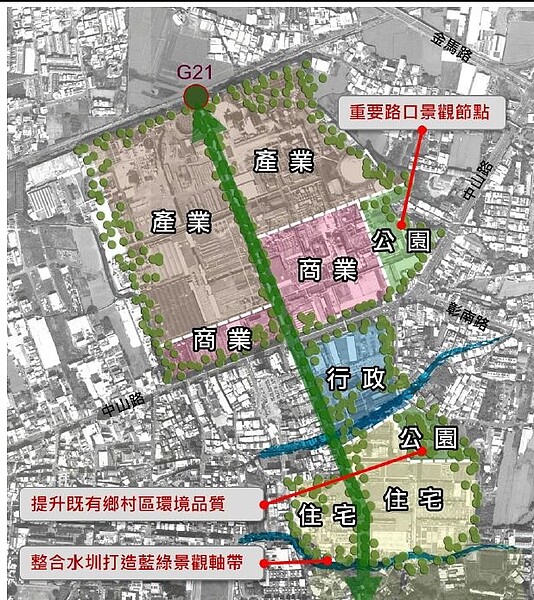 彰東都市計畫案規劃捷運路廊及預留3處場站位置規劃草案將有商業、住宅和產業區。圖／彰化縣府提供