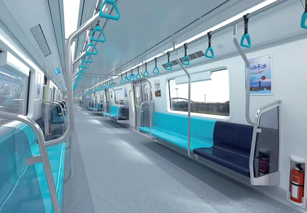 南韓現代樂鐵公司製造的捷運電聯車，依照旅客對於空間、動線及安全性的需求，進行車廂內部設計，但門口少了站立扶手，通勤族與長者都憂心尖峰時段擁擠會造成危險。圖／台北捷運公司提供
