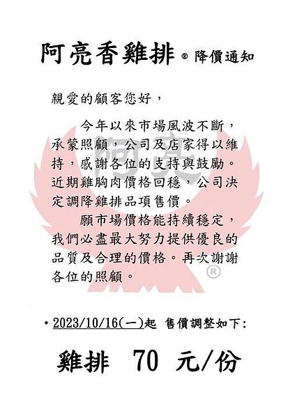 圖擷自臉書粉絲專頁「阿亮香雞排」圖擷自臉書粉絲專頁「阿亮香雞排」