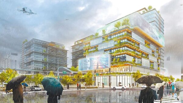 桃園市副市長王明鉅17日指出，過去規畫的亞洲矽谷創新研發中心不夠周全，沒編足預算還得拿自己土地抵押，當然要放棄，圖為過去亞矽創的建築模擬圖。圖／桃市府提供