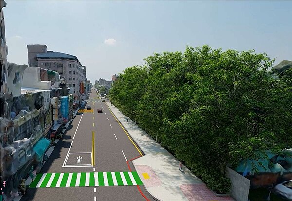 學府路通學步道模擬圖。圖/交通處提供