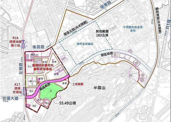 中油園區南路工程範圍圖。圖／高雄市新工處提供