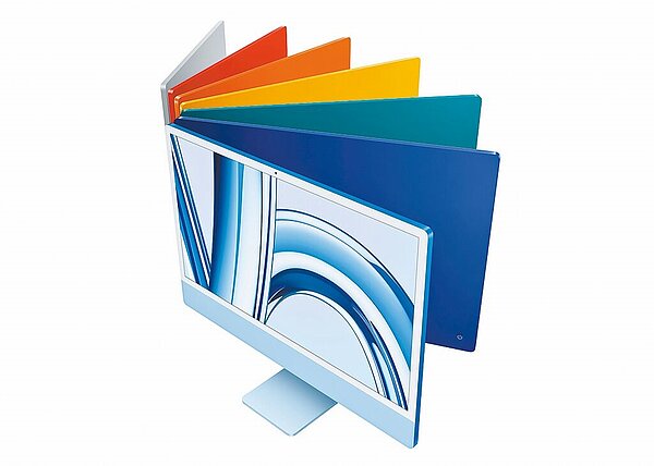 Apple搭載M3晶片的新款iMac有7種顏色可選擇。圖/Apple提供