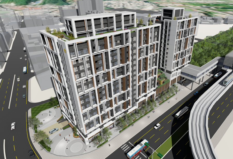 三鶯線三峽站2出入口捷運開發大樓模擬圖。圖/新北市府提供