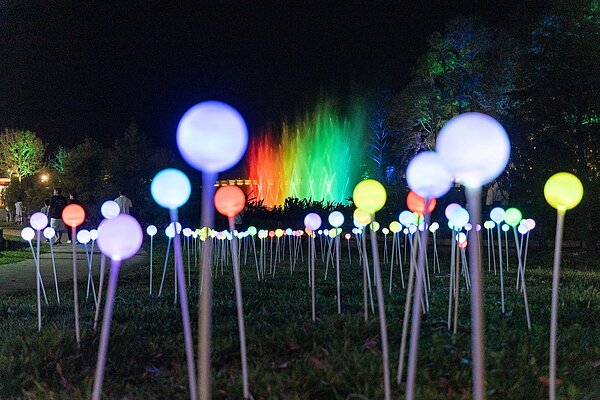 大溪慈湖紀念雕塑公園嶄新開幕,全新水舞燈光秀精彩登場。圖/桃園市政府提供