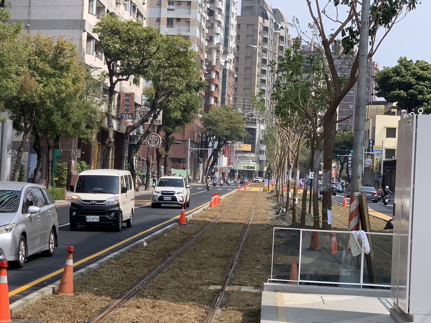 高雄輕軌大順路段，軌道兩側將種植318顆雨豆樹，將繼美術館站後形成第二處「龍貓隧道」。記者吳慧芬／攝影 