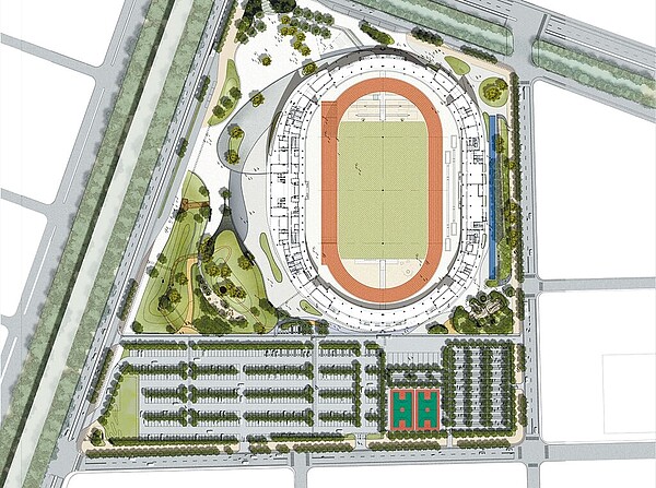 雲林縣政府為承辦2025年全運會，將在虎尾高鐵特定區興建全新符合國際標準的田徑場。圖／雲林縣府提供