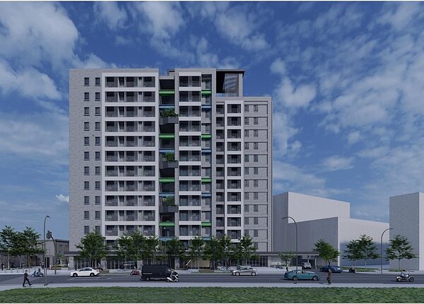 宜蘭縣羅東鎮「倉前安居」社會住宅完工模擬圖。圖/國土管理署提供