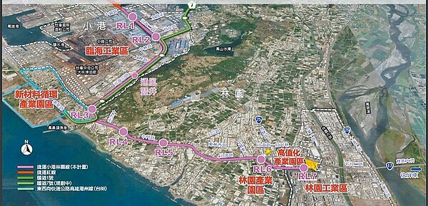 高雄捷運小港林園延伸線全長11.59公里,採地下化高運量系統,將設置6座地下化車站與1座高架車站,高雄市捷運工程局預計在2030年完工通車。圖/高雄市捷運工程局提供