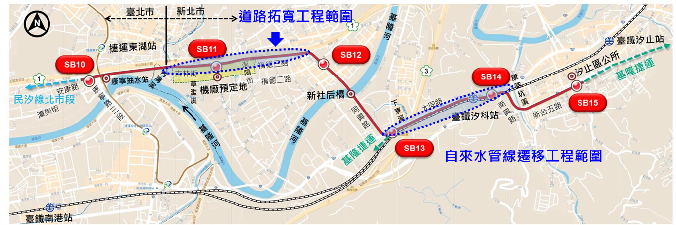 汐東線要徑工程施工範圍。圖／新北市捷運局提供