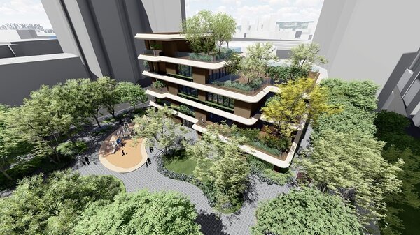 板橋三民路工業區轉型公園設置公益設施。示意圖／新北市府提供