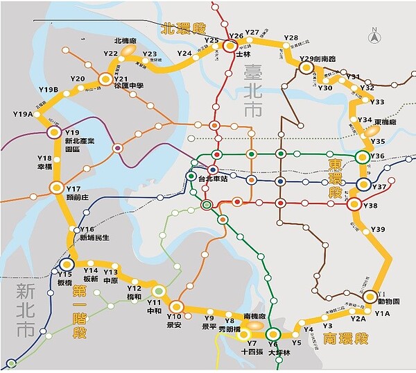完整環狀線示意圖。圖/北市府提供
