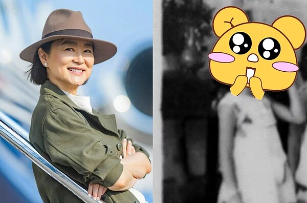 林青霞幼稚園清秀模樣照曝光。 圖／截自微博、賴台生提供
