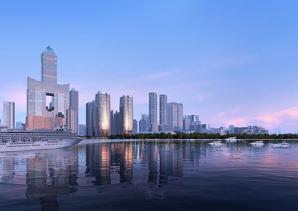 亞灣特貿三北基地，港灣建築新風貌示意。圖／高雄市都發局提供