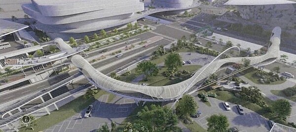中市都發局規畫水湳會展與轉運中心周邊立體通廊,但尚未有具體期程。圖/都發局提供