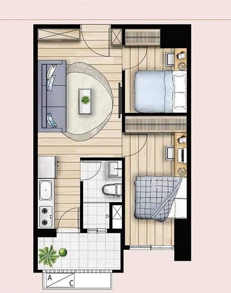 網友曝光A7小兩房物件格局,總價只要800萬。圖/翻攝自PTT