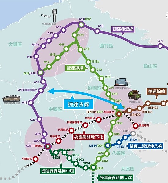 捷運青線路廊。圖/桃園市捷運局提供
