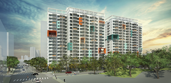 文山區興隆社宅I區模擬圖。圖/都發局提供