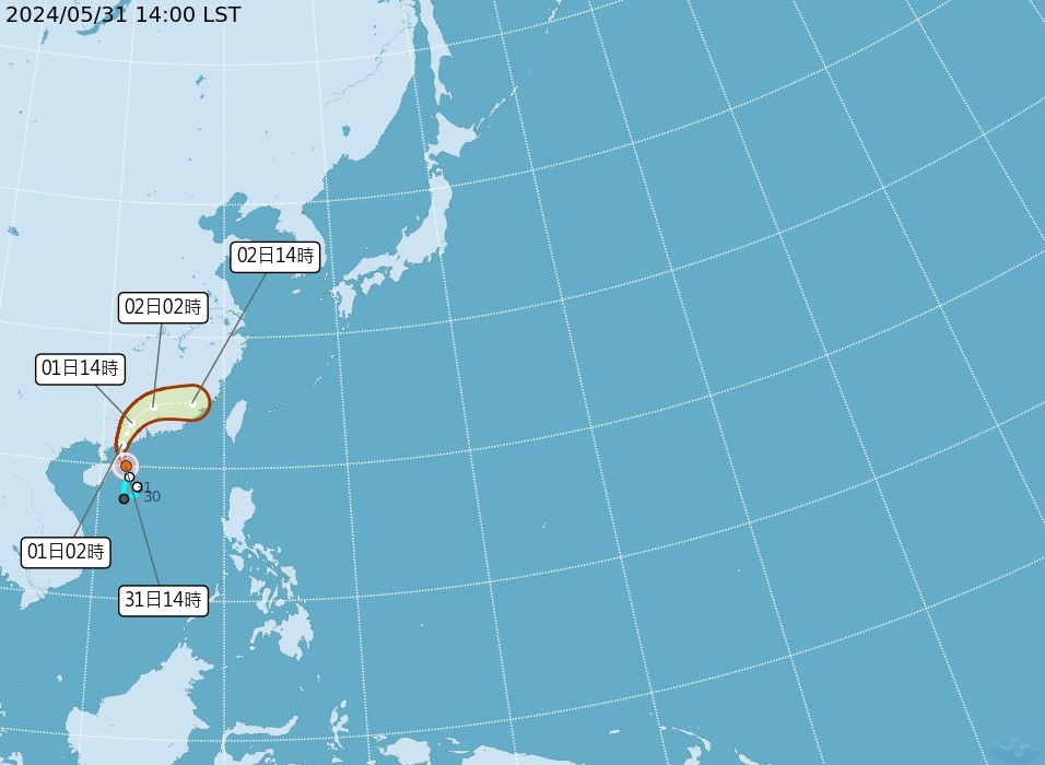 今年第2號颱風「馬力斯」，未來將進入中國廣東，並可能為台灣帶來不小的雨勢。圖／取自中央氣象署