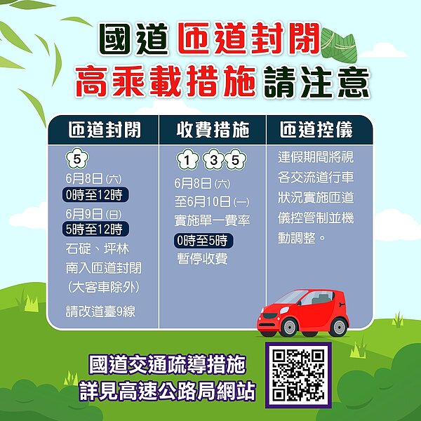端午國道交通資訊。圖／新北市交通局提供