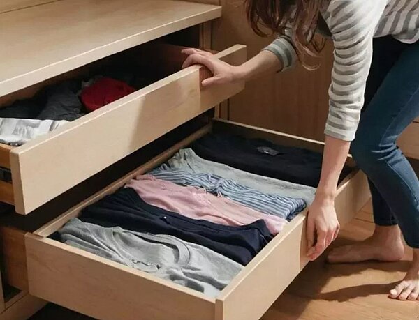 有些民眾入住飯店後，會將衣服從行李箱拿出來掛衣櫥，但也有人會放在更方便拿取的地方。情境示意圖。圖／AI生成