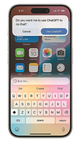 Siri透過Apple Intelligence大幅進化,能與ChatGPT連動。圖/Apple提供