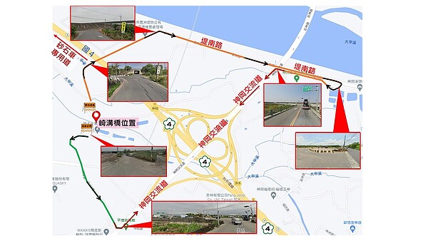 台中市預計6月24日至明年1月10日辦理崎溝橋改建作業,施工期間該橋梁將封閉通行。圖/台中市政府提供