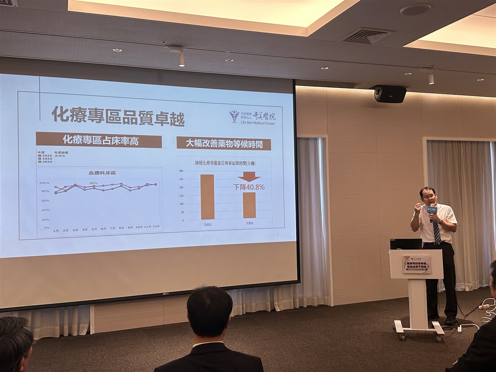 奇美是少數沒關床醫學中心,今天舉辦「創新化療專床預約系統」成果發表會。記者周宗禎/攝影