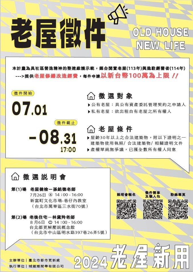 老屋徵件活動辦法。圖/台北市都更處提供