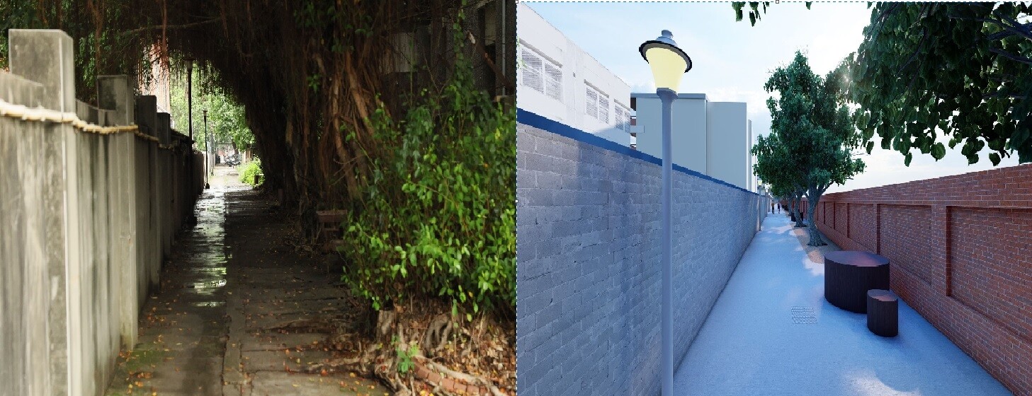 人行道改善前後樣貌。圖/新竹縣府提供