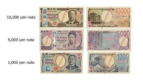 日銀今天發行20年來首度改款日圓紙鈔,其中放大阿拉伯數字以便外國人辨識。日銀X平台