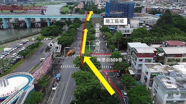 塔悠路北向車道調撥說明。圖/新工處