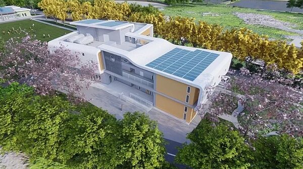 南市學甲多功能教育園區進度超前,將優先安置當地犬隻,圖為完成後模型圖。圖/台南市政府動保處提供