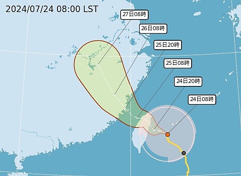 颱風凱米侵台，風雨逐漸增強。圖／氣象署提供