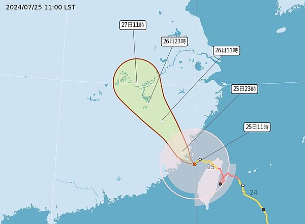 凱米颱風路徑潛勢。圖／取自中央氣象署網站