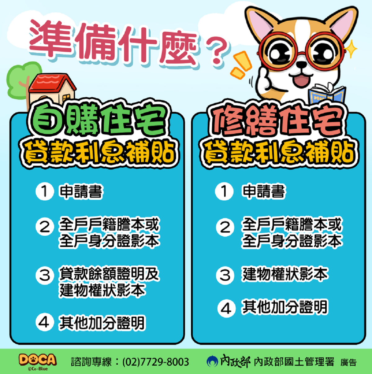 住宅貸款利息補貼申請懶人包。圖/內政部提供