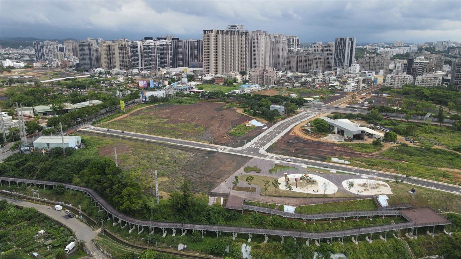 光埔二期自辦市地重劃總工程進度達60%。圖/竹市府提供