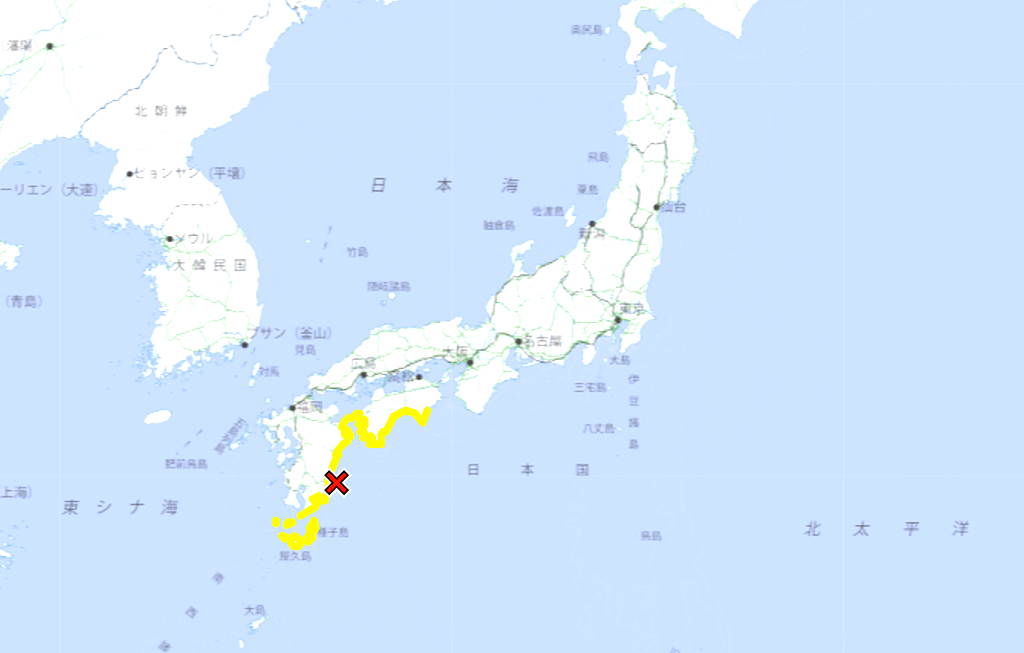 日本九州宮崎縣近海8日發生規模7.1強震，日本氣象廳對九州宮崎縣、大分縣、鹿兒島縣、四國高知縣、愛媛縣等5縣海岸發布海嘯警報。圖／日本氣象廳官網）