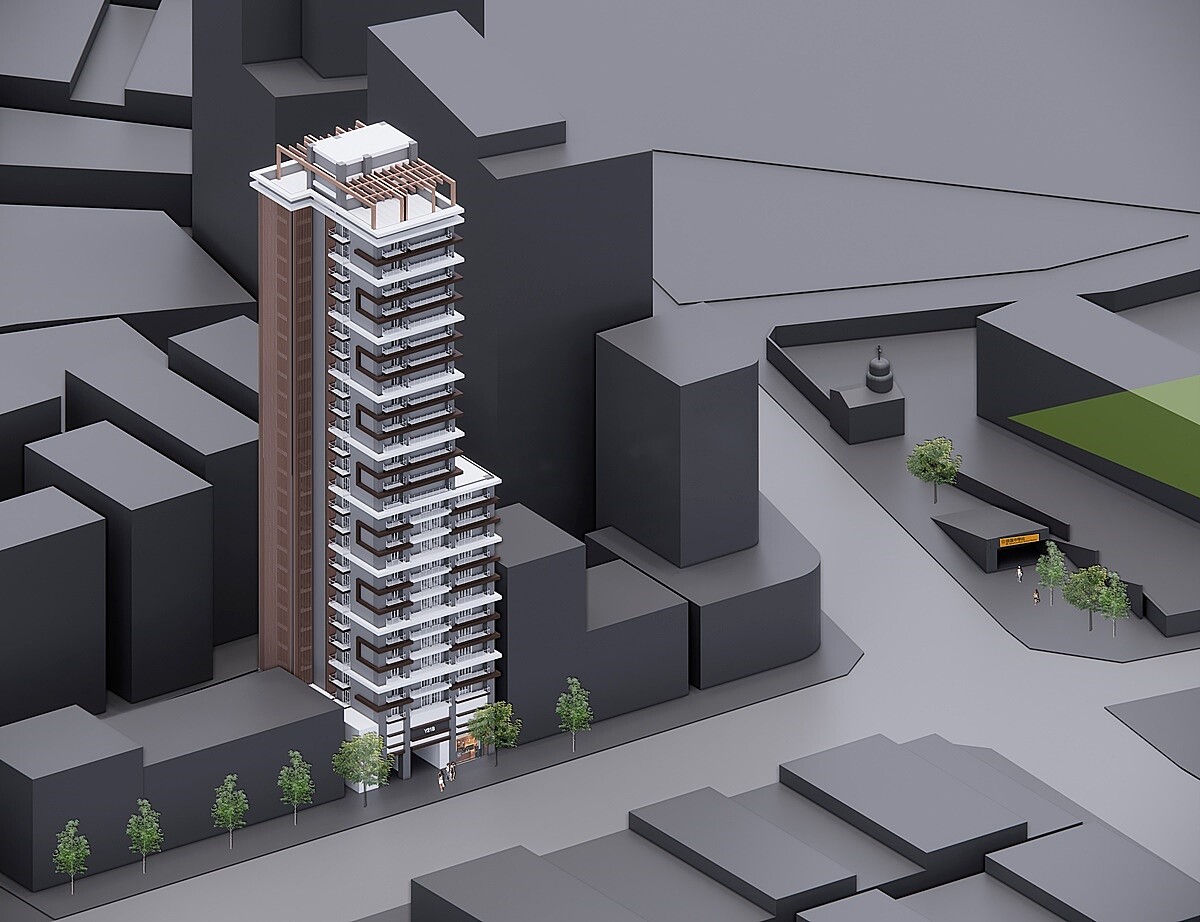 北環段Y21 站土地開發案預估可興建地上27層、地下4層,興建總樓地板面積預估約4,300坪的捷運共構大樓,為到站就到家的景觀捷運住宅。圖/仲量聯行提供