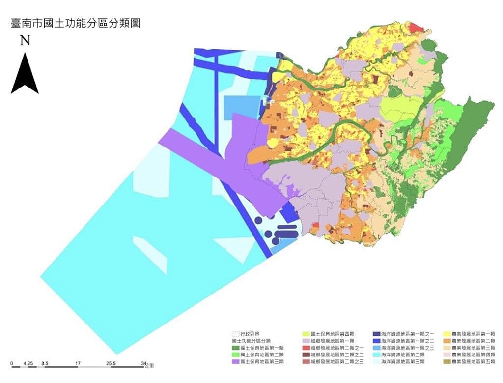 台南市政府完成國土功能分區圖並經市級審議通過,13日報內政部審議。圖/台南市都發局提供