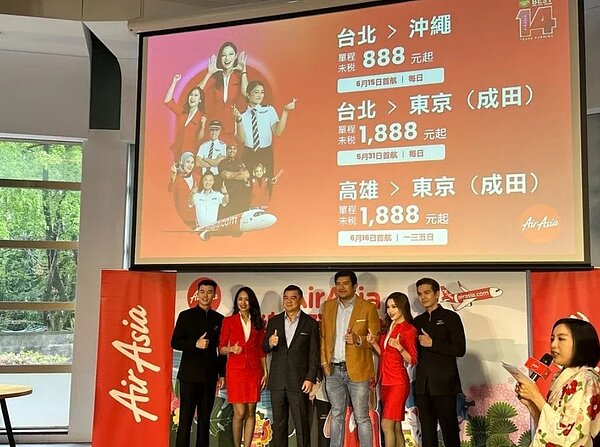 圖為亞洲航空AirAsia於19日宣布開航台北-東京成田等3條飛日本航線。圖/聯合報資料照片