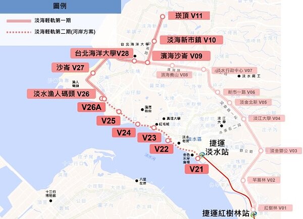 淡海輕軌第二期路線圖。圖/新北市政府提供