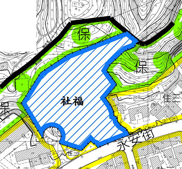 其中1處現況位於天山公園，土地為國防部政治作戰局所有，將由機關用地變更為社會福利設施用地，面積約0.94公頃，未來由國家住宅及都市更新中心興建，預計將提供210戶社會住宅。圖／國土署提供
