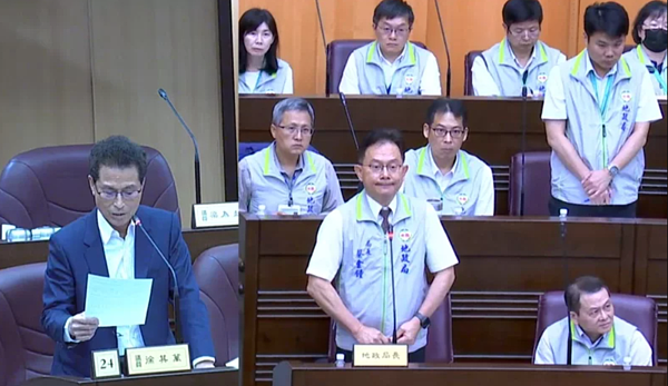 議員徐其萬指出,航空城拆遷戶加碼補助的細節,政府到現在都沒有說明。圖/桃園市議會質詢即時畫面