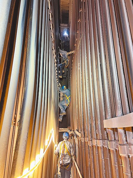 台中電廠7號機因地震導致鍋爐管排弱化,發生破管停機檢修中。(台電提供)