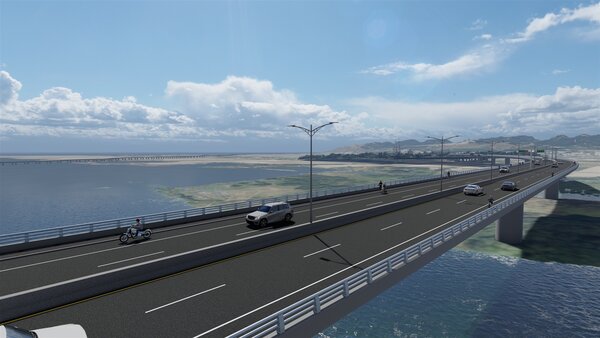 大肚和美跨橋完工模擬圖。圖／台中市政府提供