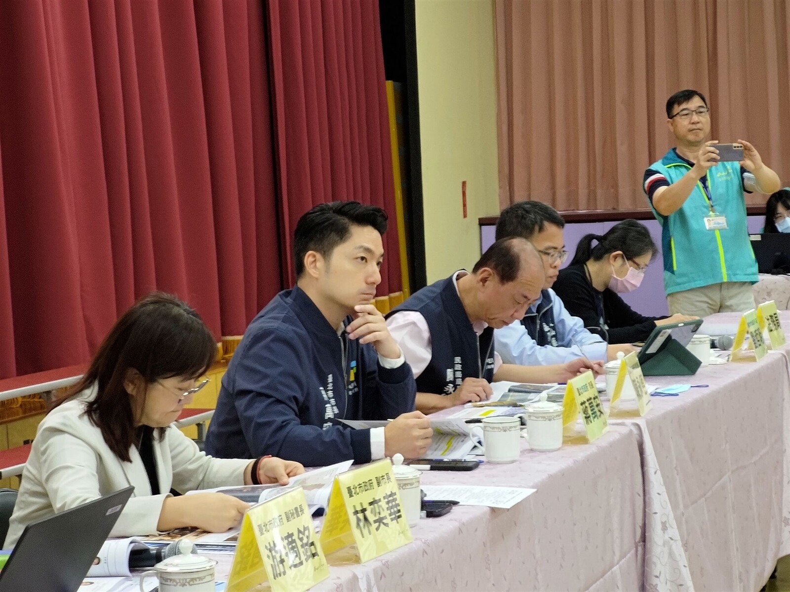 蔣萬安今天上午出席文山區里長座談。記者林麗玉／攝影 
