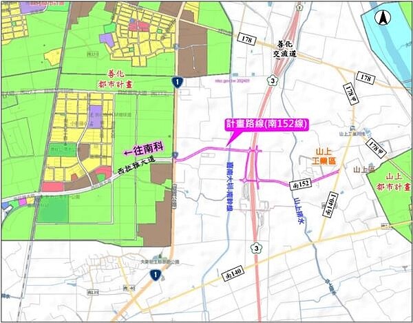 山上工業區串連南科路網，獲內政部核定補助生活圈道路建設。圖／台南市工務局提供