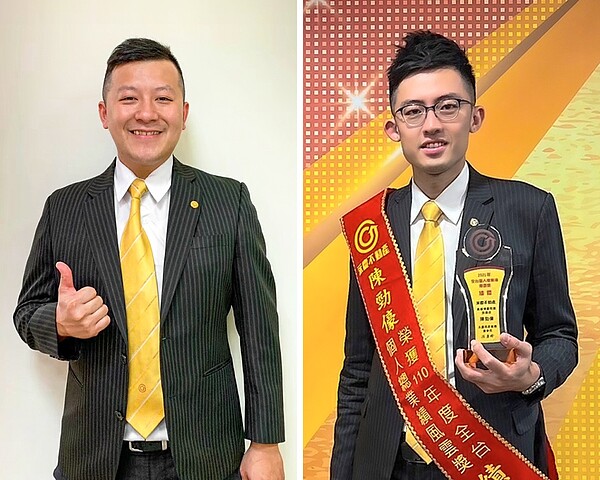 開幕不到90天,李易錚店長(圖左)、陳勁儫店東(圖右)就率店跨過1千萬業績大關。圖/永慶房產集團提供