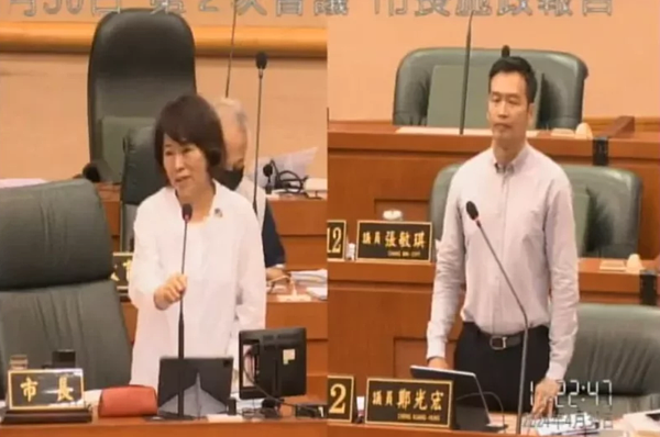 嘉義市長黃敏惠(左)答詢時表示,嘉義市從不缺計畫,缺的是中央的支持與鼓勵。圖/翻攝畫面